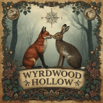 Fox and hare in enchanted forest.